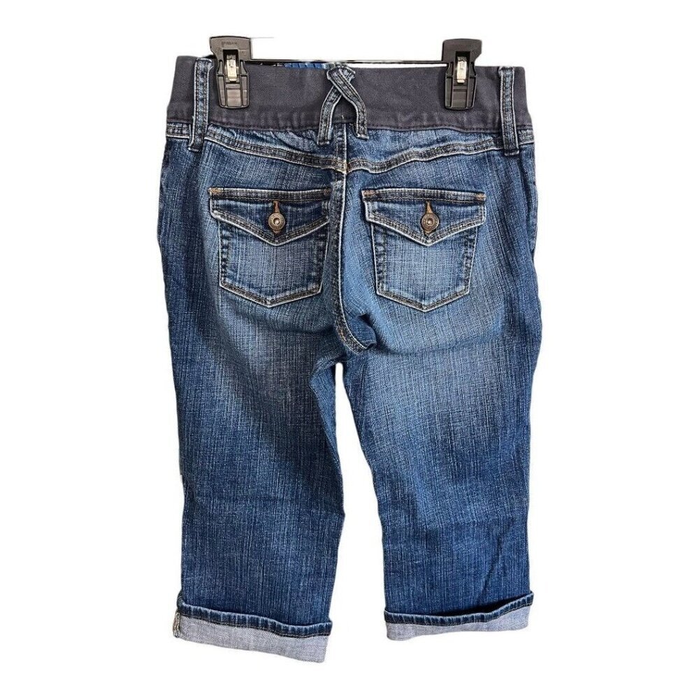 Old Navy Womens Maternity Capri Jeans ~Sz XS~Pull On Stretch Cuffed Hem ~L3 25